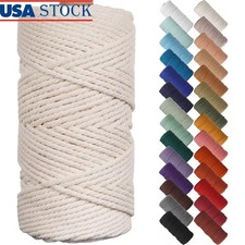 Natural Macrame Cord 3mm 109Yards Soft Cotton Rope Wall Hanging Crafts Garden US