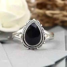 Black Onyx Gemstone 925 Sterling Silver Handmade Statement Ring All Size R282