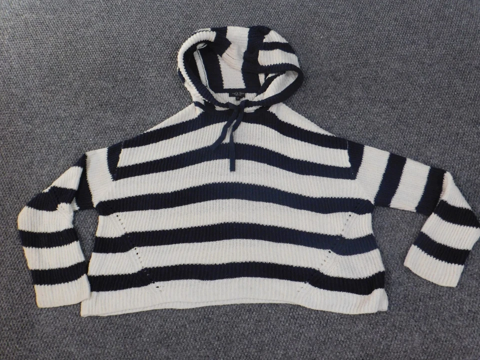 Rag and Bone Mujer Pequeño Suéter Blanco Rayas Sudadera con Capucha Tejido Jersey Azul Nylon Foto 4 de 4