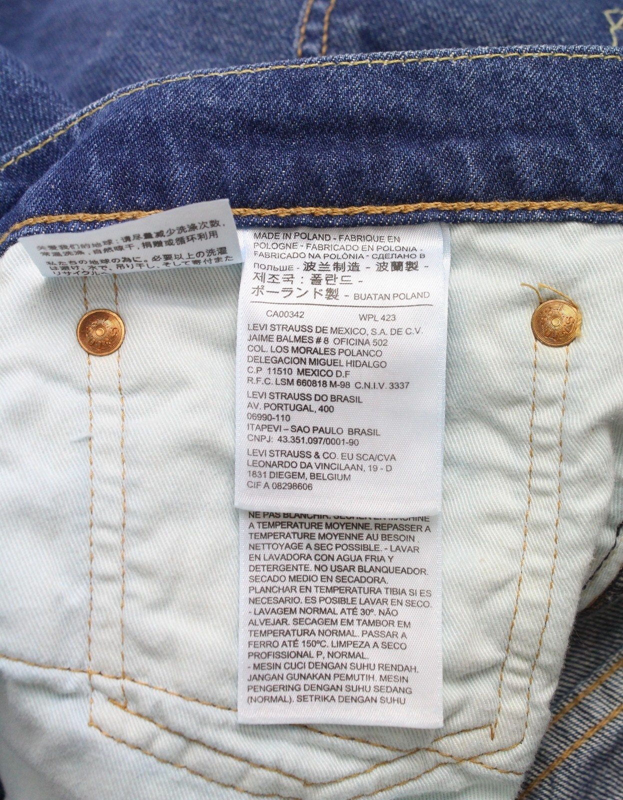 Levi's 502 Jeans Mens W38/L32 Regular Tapered Fit Whiskers Zip Fly Blue Denim thumbnail 8