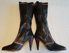new WOMENS Black Knee High Full Zip Leather B...