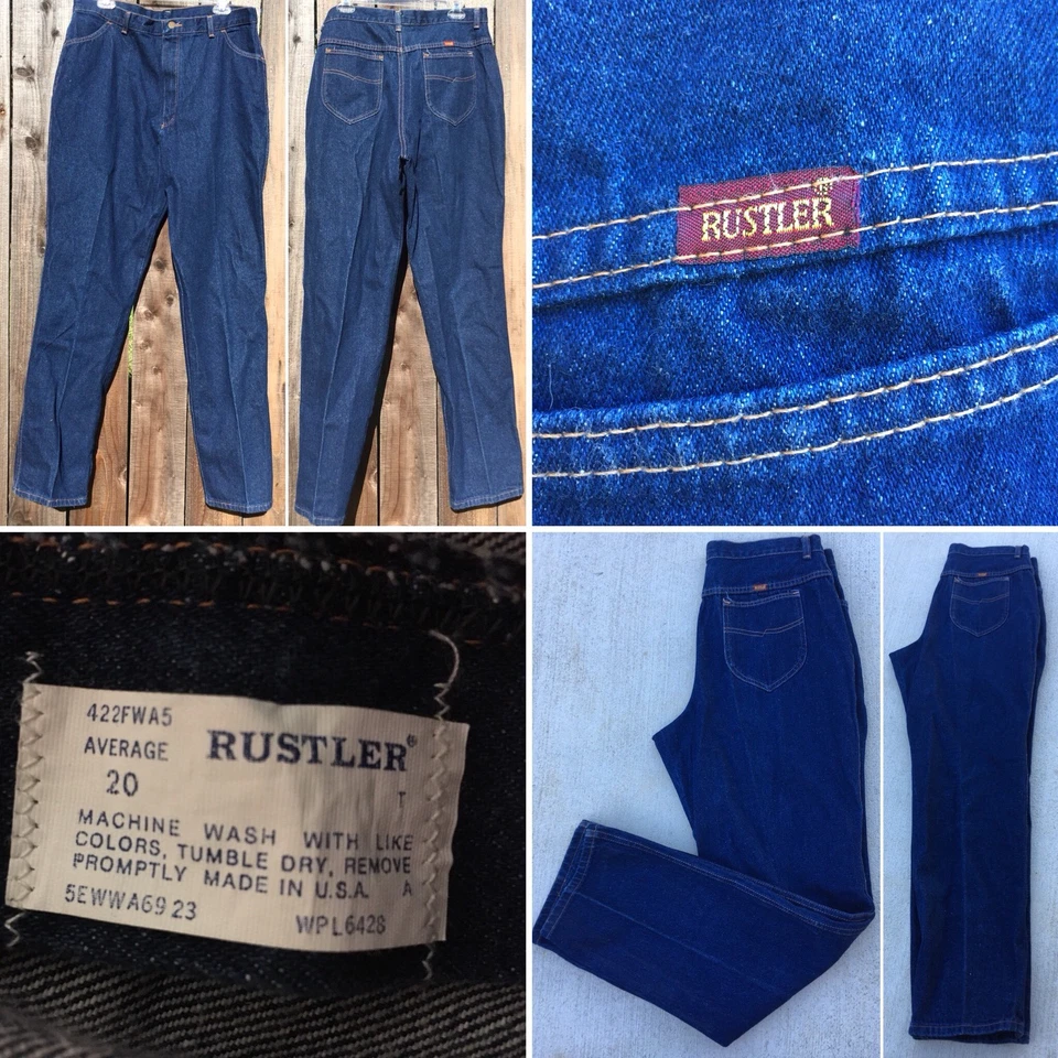 Винтажные джинсы Rustler с высокой талией сужающиеся штанины 20 сделано в США 34 1/2 дюйма талия - Изображение 3 из 4