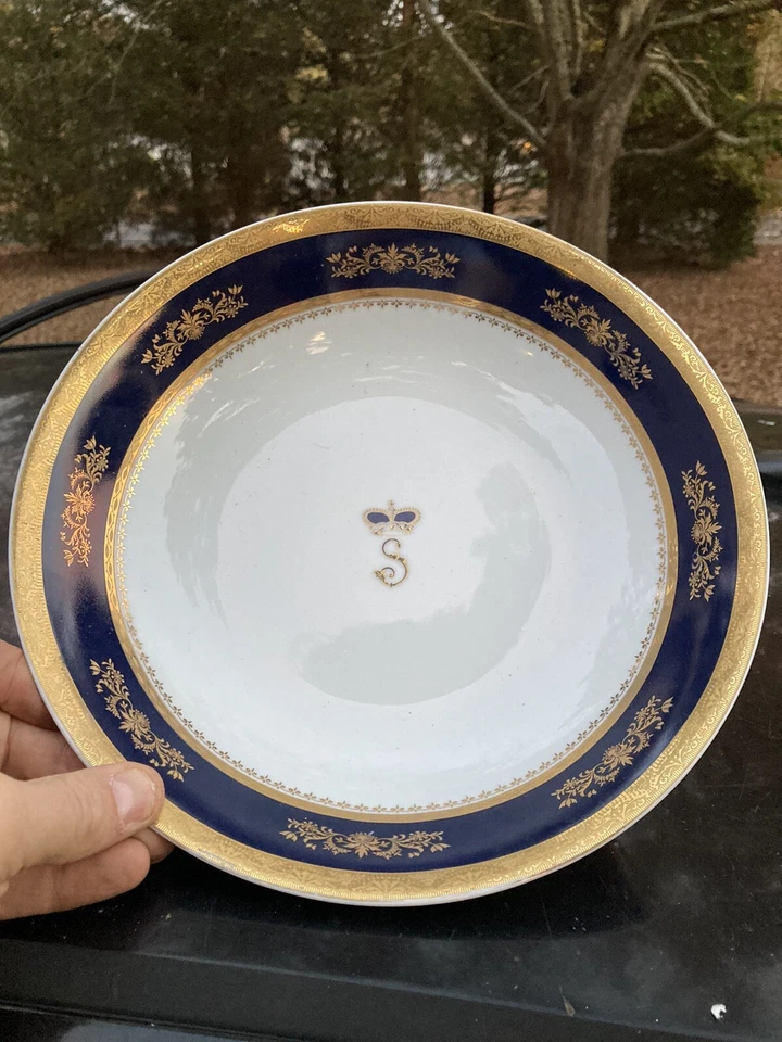 PHILIPPE DESHOULIERES ORSAY Azul y Dorado Dorado Limoges 12” Cuenco para Servir Excelente Foto 3 de 3