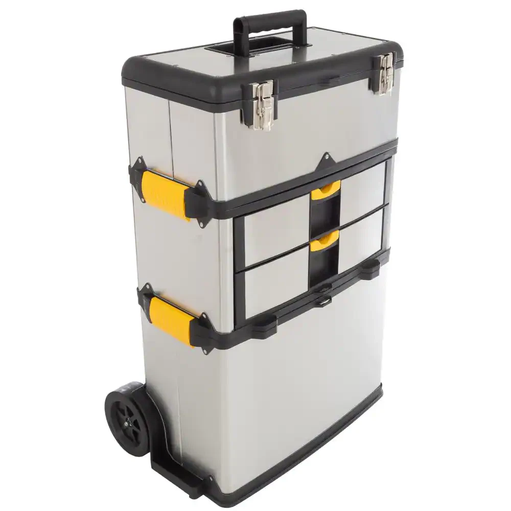 25 Inch 2 Drawer Massive and Mobile Tool Box Stainless Steel 3 Part Toolbox