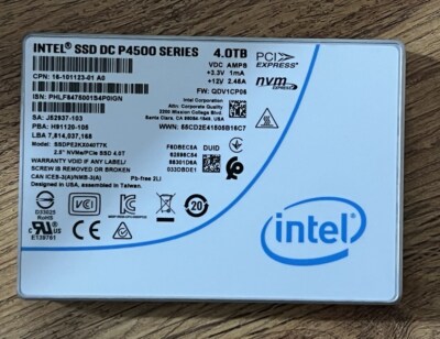 Intel 4TB P4500 Series SSD NVME PCIE SSDPE2KX040T7 Solid State  Drive UK