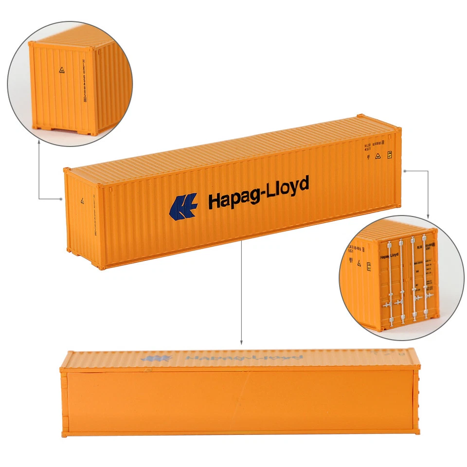 Evemodel 3pcs Mixed N Scale 40ft Magnetic Shipping Container 1:160 40' Cargo - Image 4 of 4