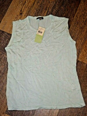 women's tank top sleeveless knit top aqua color  ~  LARGE 