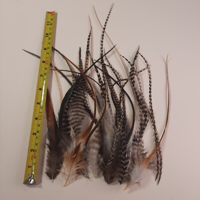 500 5-10'' NAT MIX WHITING GRIZZLY CREE ROOSTER SADDLE FEATHER HAIR EXTENSIONS