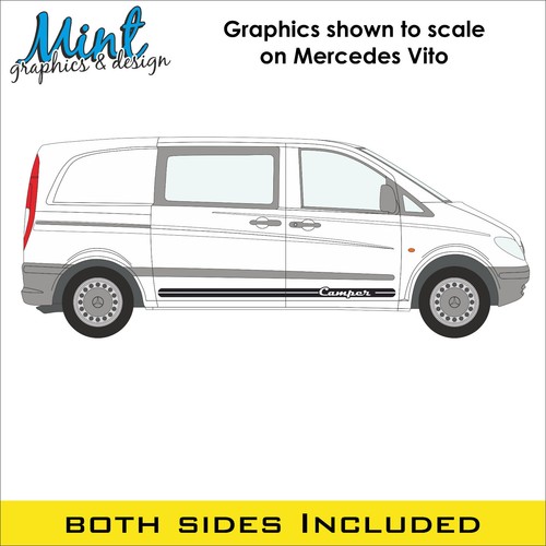 SWB Mercedes Vito Camper Wohnmobil Streifen Aufkleber Sticker Van Grafik 047 - Bild 3 von 4