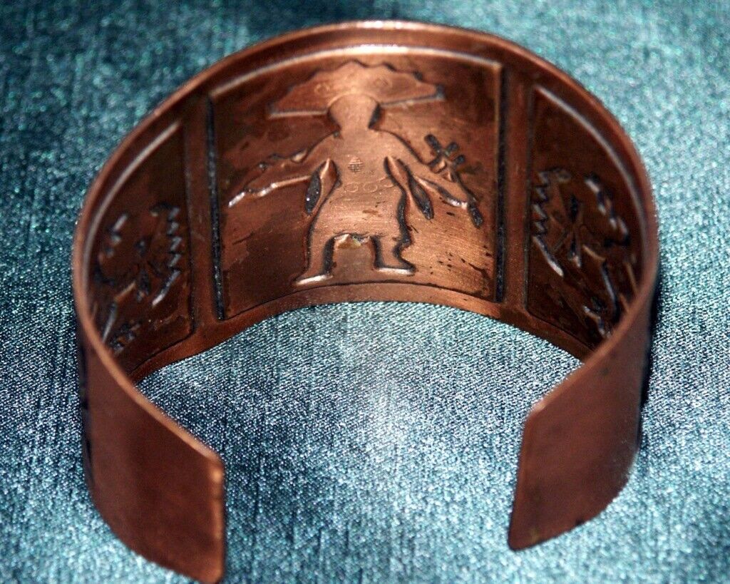 Dancing Kachina Copper Tribal Cuff Bracelet - Vin… - image 3