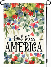 4Th of July Memorial Day Patriotic Garden Flag 12X18 Inch Double Sided,God Bless