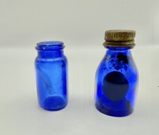 Cobalt Blue Bottles Lot Of 2 Plus Lid