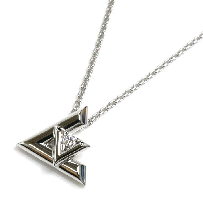 無料配達 Louis Pm One Volt Lv Pendentif Gold White K18Wg Vuitton ネックレス、ペンダント、チョーカー