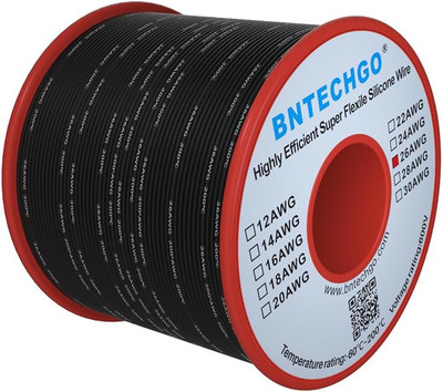 26 Gauge Silicone Wire Spool 250 Ft Black Flexible 26 AWG Stranded Tinned Copper