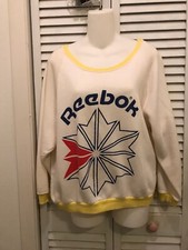 RARE Vintage Reebok Classic Big Logo White Sweatshirt Medium