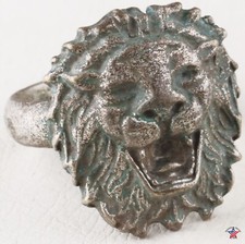 Lion ring Animal king head Brutal jewelry mens signet Attack band gift Antique