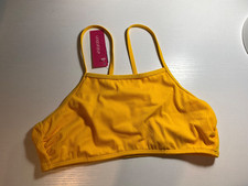 Xhilaration Juniors Ribbed Athletic Racerback Swim Top, Yellow Size Large