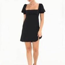 Rumored Junior's Napa Valley Square Neck Smocked Satin Mini Dress Size M