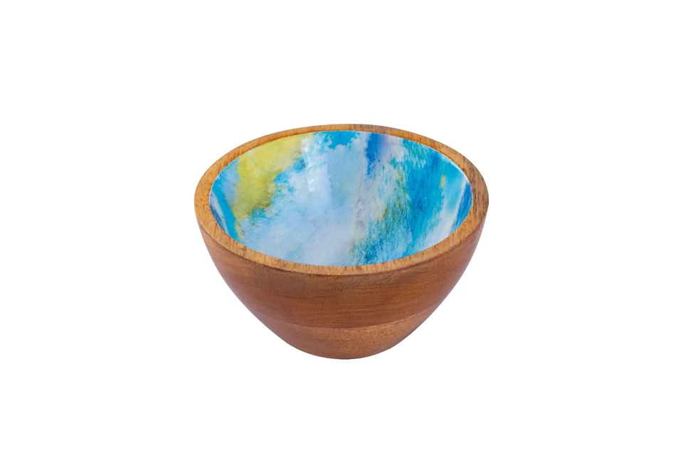 Semantob Wooden Bowl With Enamel Finish - 6x3" - Image 4 of 4
