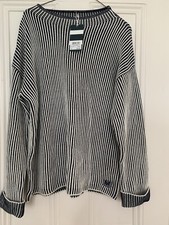 Image of Crew Clothing navy cotton-mix striped jumper, size 12. New with tags