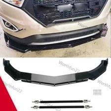 For Ford Edge 2007-2021 Front Bumper Lip Splitter Spoiler Body Gloss Black Kit