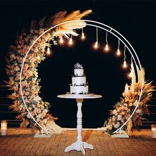 XXL Round Metal Wedding Arch Frame Garden Arbor Flowers Balloon Backdrop Stand