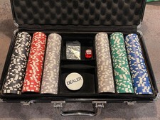 Poker Chip Set with Black Case – 300 Chips, dice and key to case Casino Games