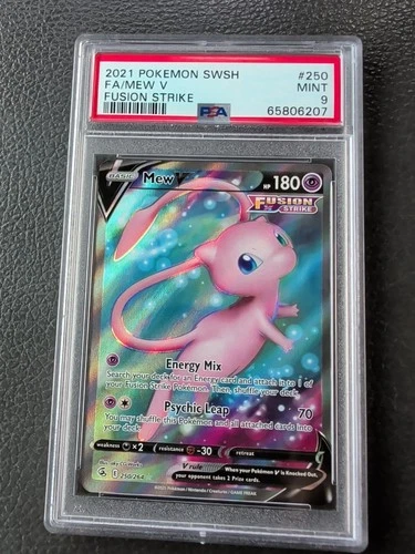 Mew v 250/264 Swsh08: Fusion Strike Full Art Holo PSA 9
