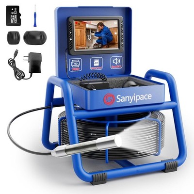 66FT 18mm Sewer Camera, 5'' HD Screen, 1080P IP68 Waterproof, 8 LEDs