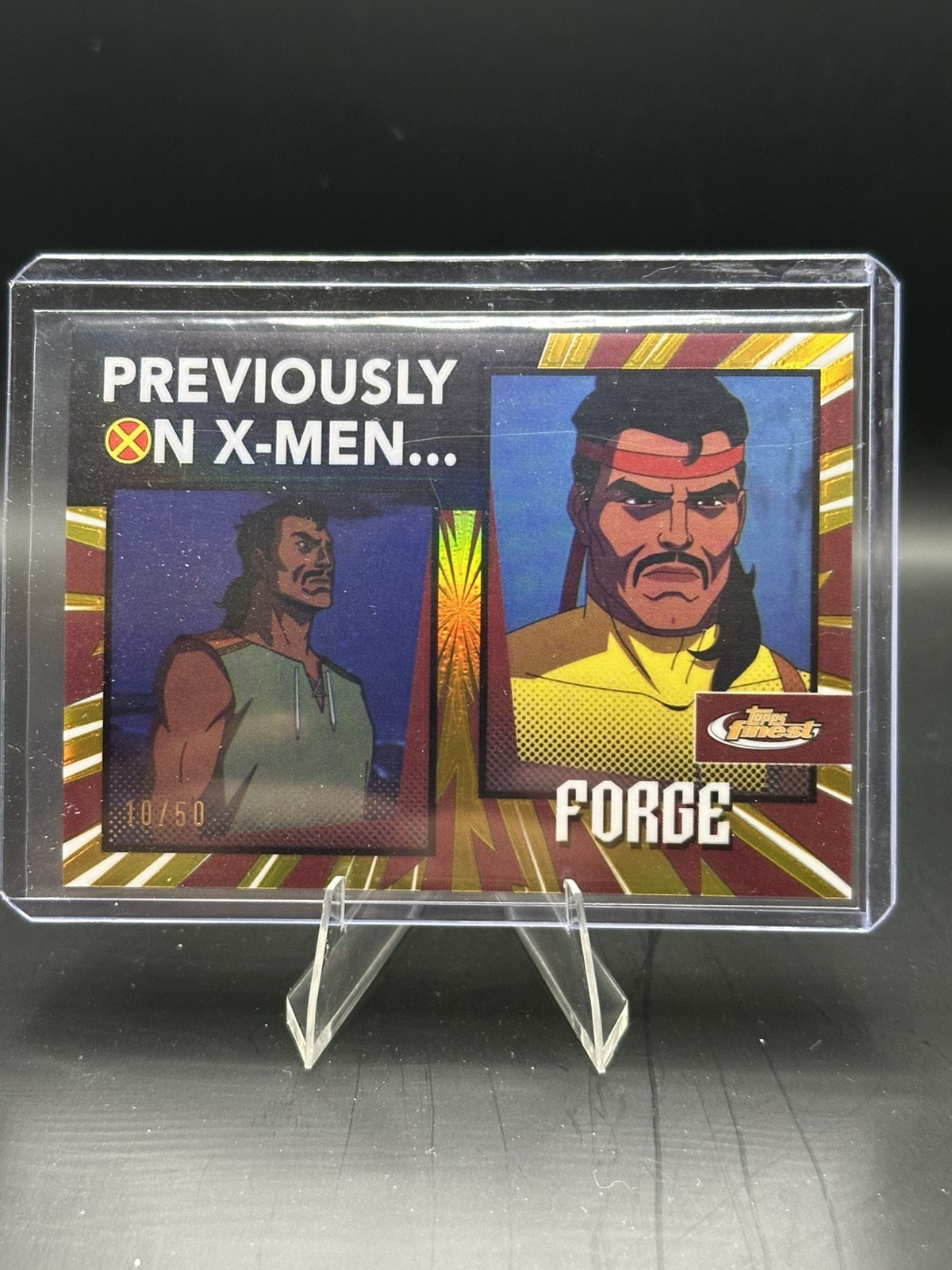 2025 Topps Finest Marvel X-Men '97 Previously on X-Men Forge Gold /50 PO-18