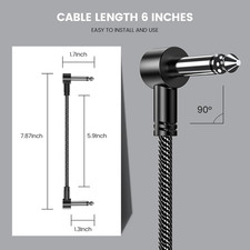 Guitar Patch Cables 6 Pack, 6 Inch Effect Pedal Instrument Cable 1/4" TS Righ...