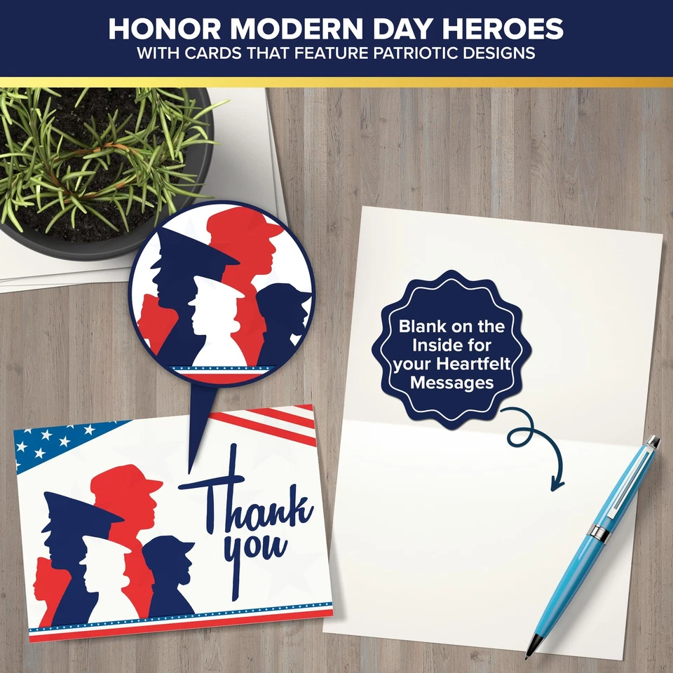 120 Pack 6x4in Thank You for Your Service Cards for Veterans & Military with ... - Image 4 of 4