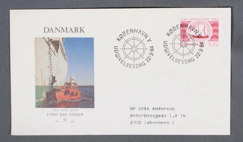MayfairStamps Denmark FDC 1984 Tug Boat Pilot Service Anniversary First Day Cove