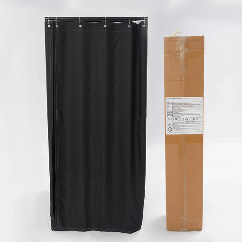Spogliatoio portatile 3,46*33,46*78,74 pollici nero camerino con tenda e ganci - Foto 12 di 12