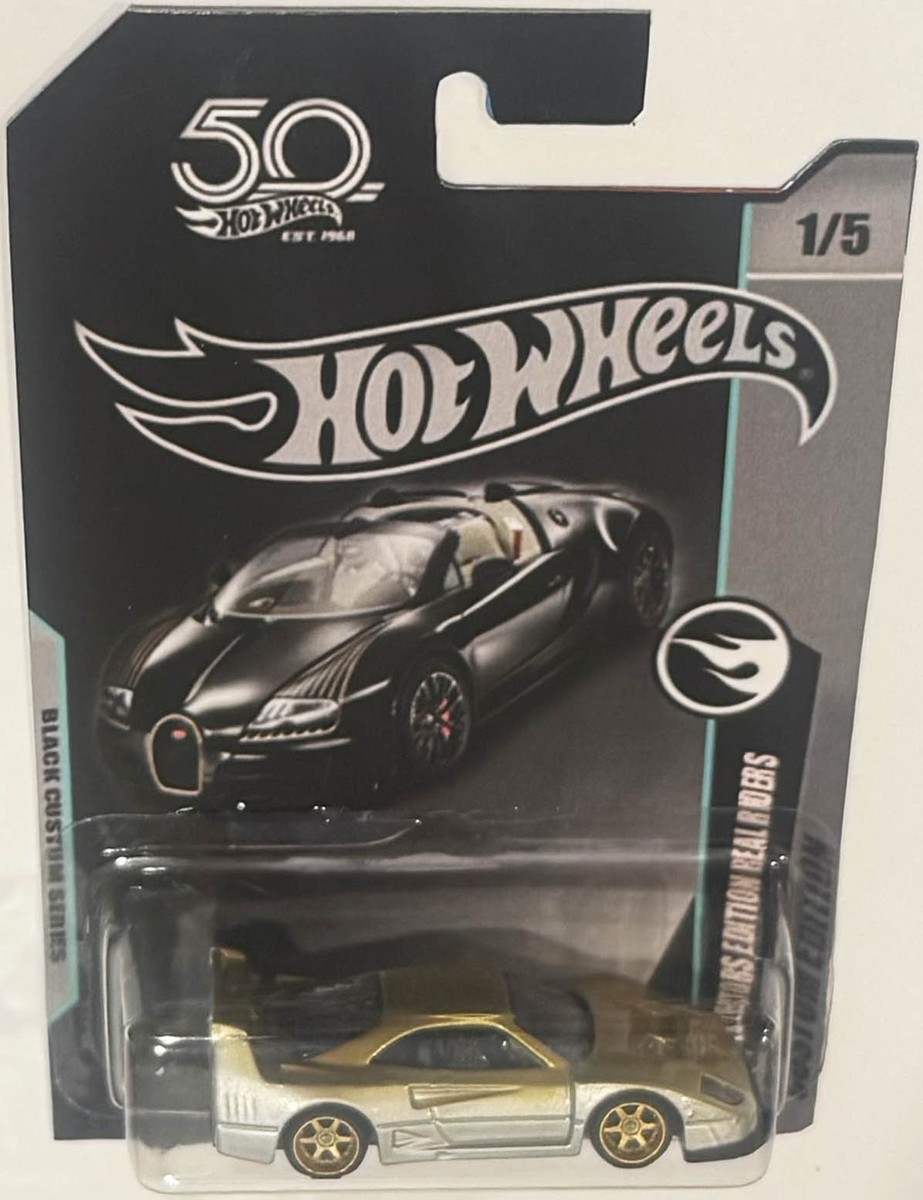 Silver/Gold Ferrari F40 CUSTOM Hot Wheels Black Series w/Real