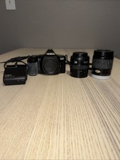 Vintage Minolta Maxxum 3000i 35mm SLR Camera Lenses  Flash Lot AS-IS Untested