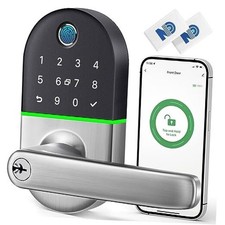 Smart Keypad Door Lock with Handle: Keyless Entry Fingerprint Black-sliver