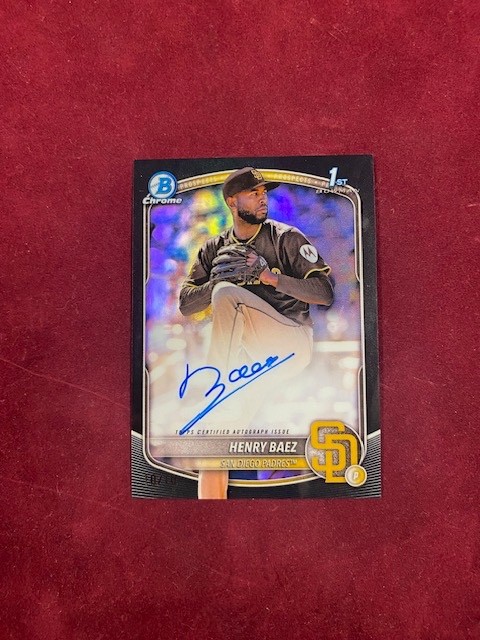 2025 Bowman Chrome Henry Baez AUTOGRAPH AUTO BLACK REFRACTOR BOWMAN 1ST RC 10/10