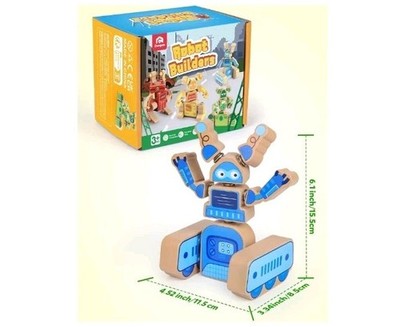 Coogam Fine Motor Building Robot Blocks for 3 4 5 Years Old Kids, Wooden Snap...