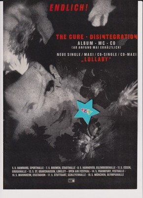 The CURE - Disintegration / Lullaby / Tourdaten 1989 - Original Werbeanzeige