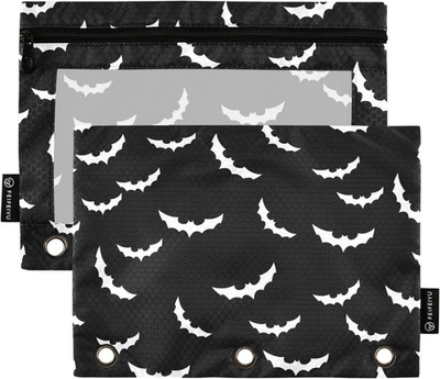 Bats Halloween Goth Pencil Pouches for 3 Ring Binder,2 Pack 3 Ring Binder Pencil