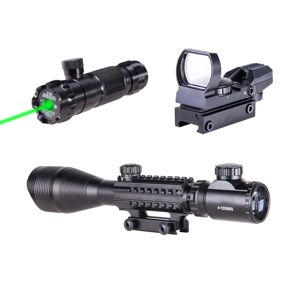 Mira telescópica 4-12X50 roja verde retícula láser verde y mira de punto táctica EE. UU. Foto 3 de 4