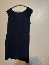 Eliza J Navy Blue Midi Dress With Black Details Size M
