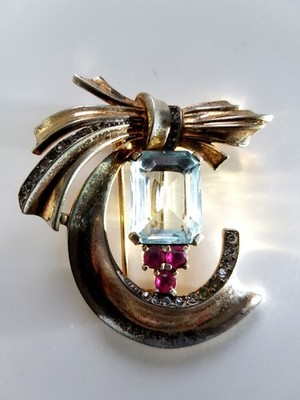 BROSCHE Alfred Philippe für TRIFARI 1950 ... Silber vergoldet ''Lantern''