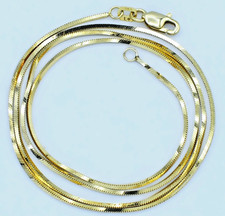 Vintage 14k Gold 18" Quadrat Schlangenkette 1mm Glieder Halskette 3,9 Gramm Designer gestempelt