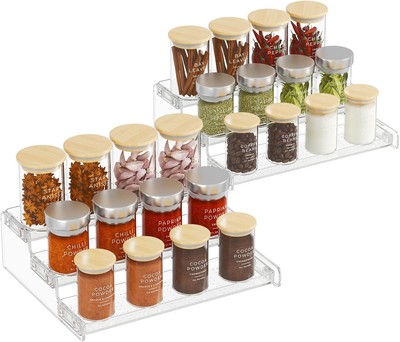 Lifewit Plastic 2 Pack 3-Tier Spice Rack, Clear Transparent 
