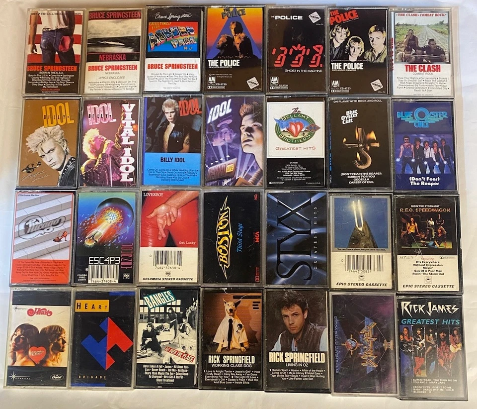 Vtg Lot of 29 80’s Pop/Rock Cassette Tapes Bruce, Billy Idol, Oyster, Police REO - Image 3 of 4