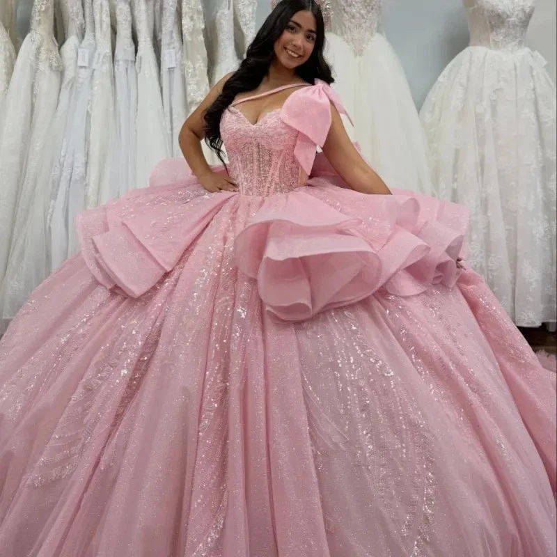15 birthday dresses light pink quinceanera dress products for sale Velvet asymmetrical fringe dress perfect for your coming elegant short wedding dress Back Necklace Length:15