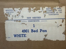 Vollrath Porcelain Enamel Bed Pan 4901 White NOS War or Civil Defense Stock  New