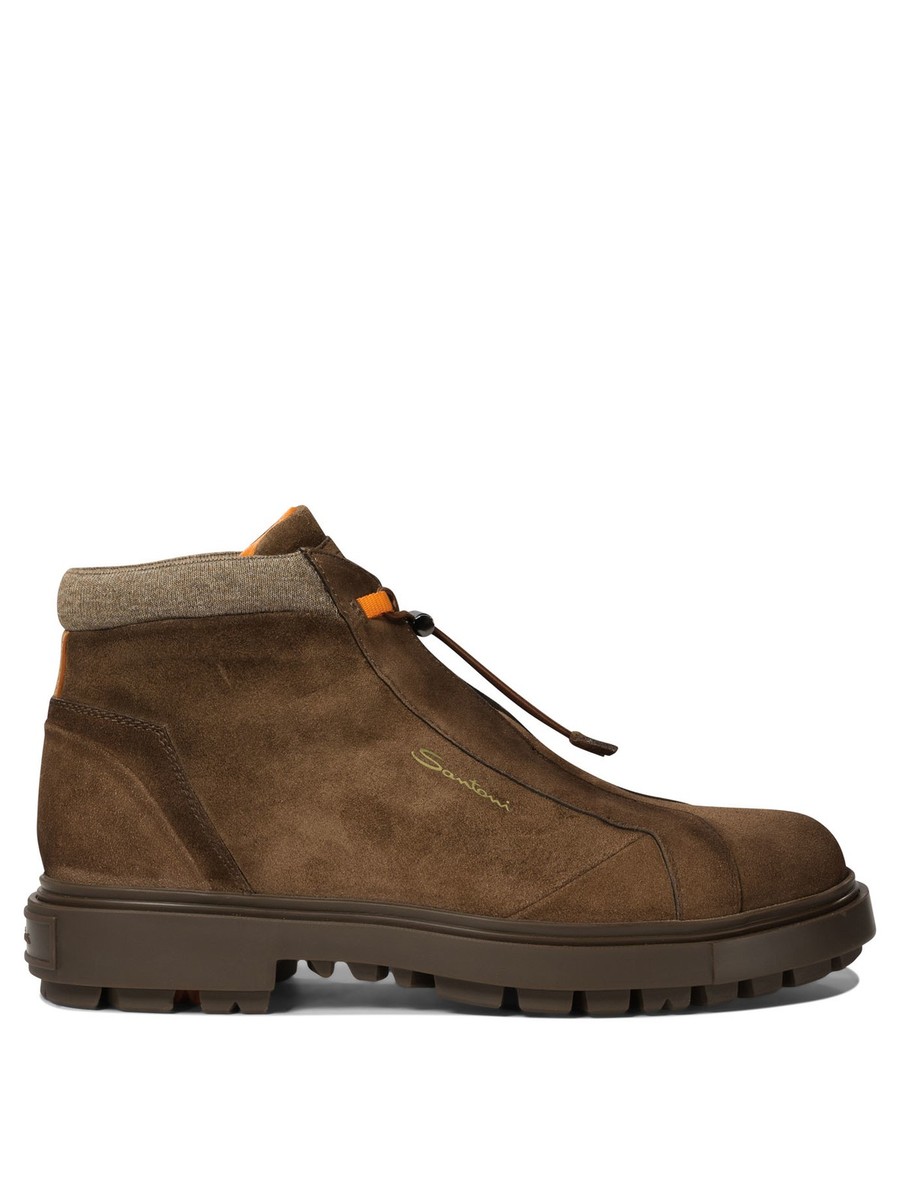 ロングブーツ SANTONI Dove Grey Suede Ankle Boots LIEBESKIND Women's Nubuk 4 Inch Heeled Ankle High Boots